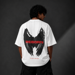 REBORN™ Oversized Graphic Streetwear Tee – White Edition