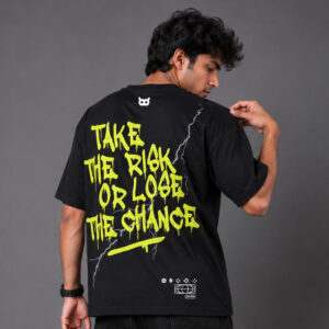 Akoom Black Oversized Unisex T-Shirt | Neon Graphic Streetwear Tee