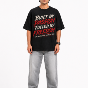StitchVaults™ Built By Passion Fueled By Freedom Oversized Biker T-Shirt for Men
