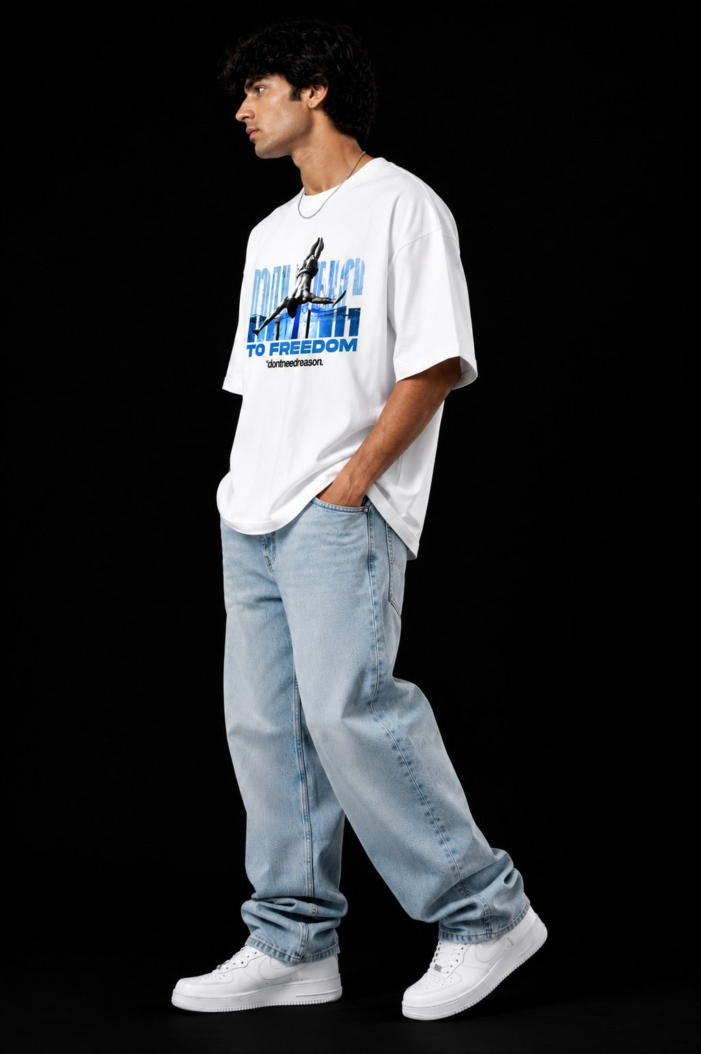 RUNNING TO FREEDOM™ Oversized Graphic Streetwear Tee – White Edition - Image 4