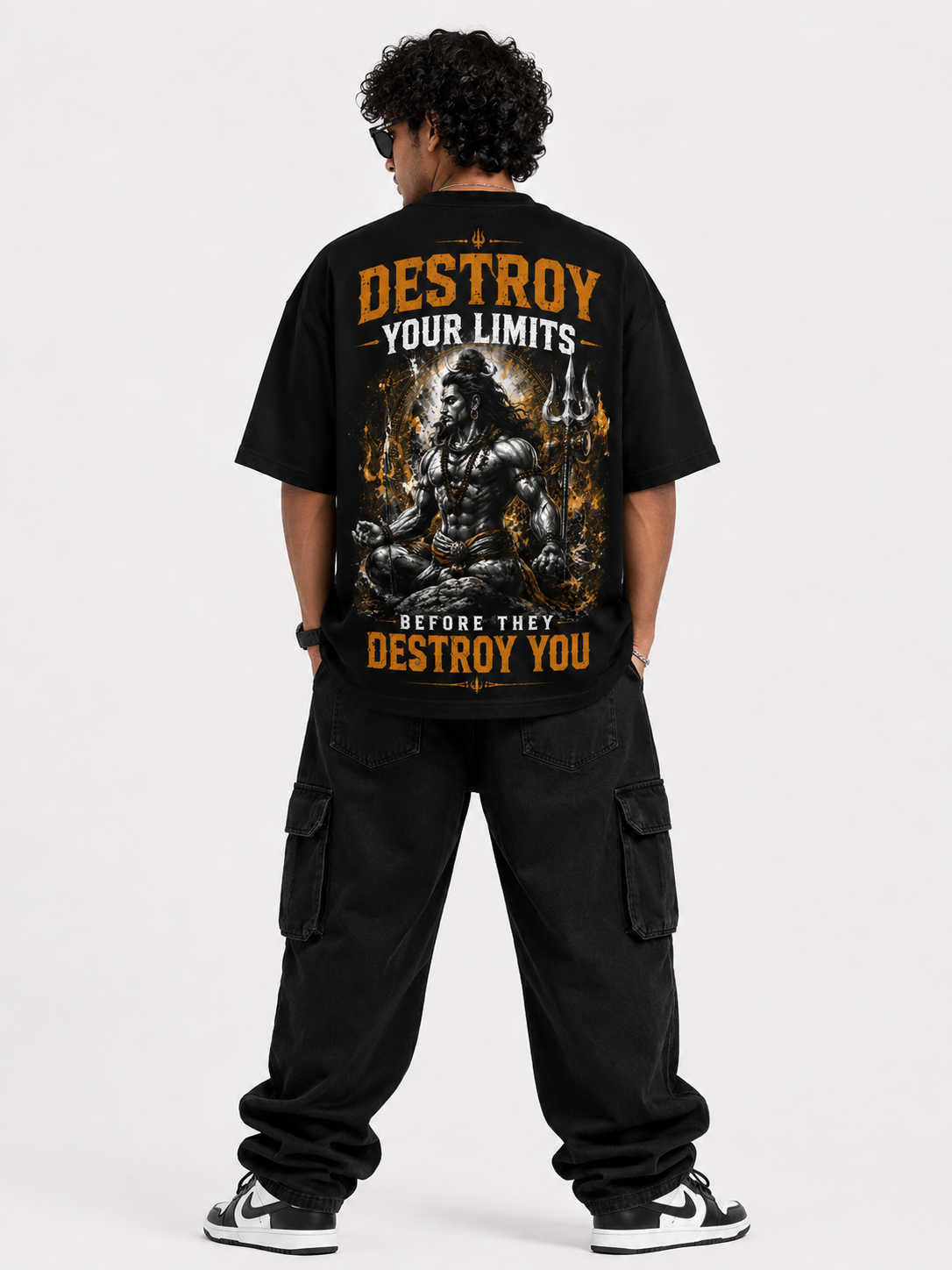 StitchVaults™ Destroy Your Limits Oversized T-Shirt – Lord Shiva Motivation - Image 3