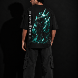 StitchVaults™ Crystal Force Oversized Graphic T-Shirt – Alien Warrior Edition