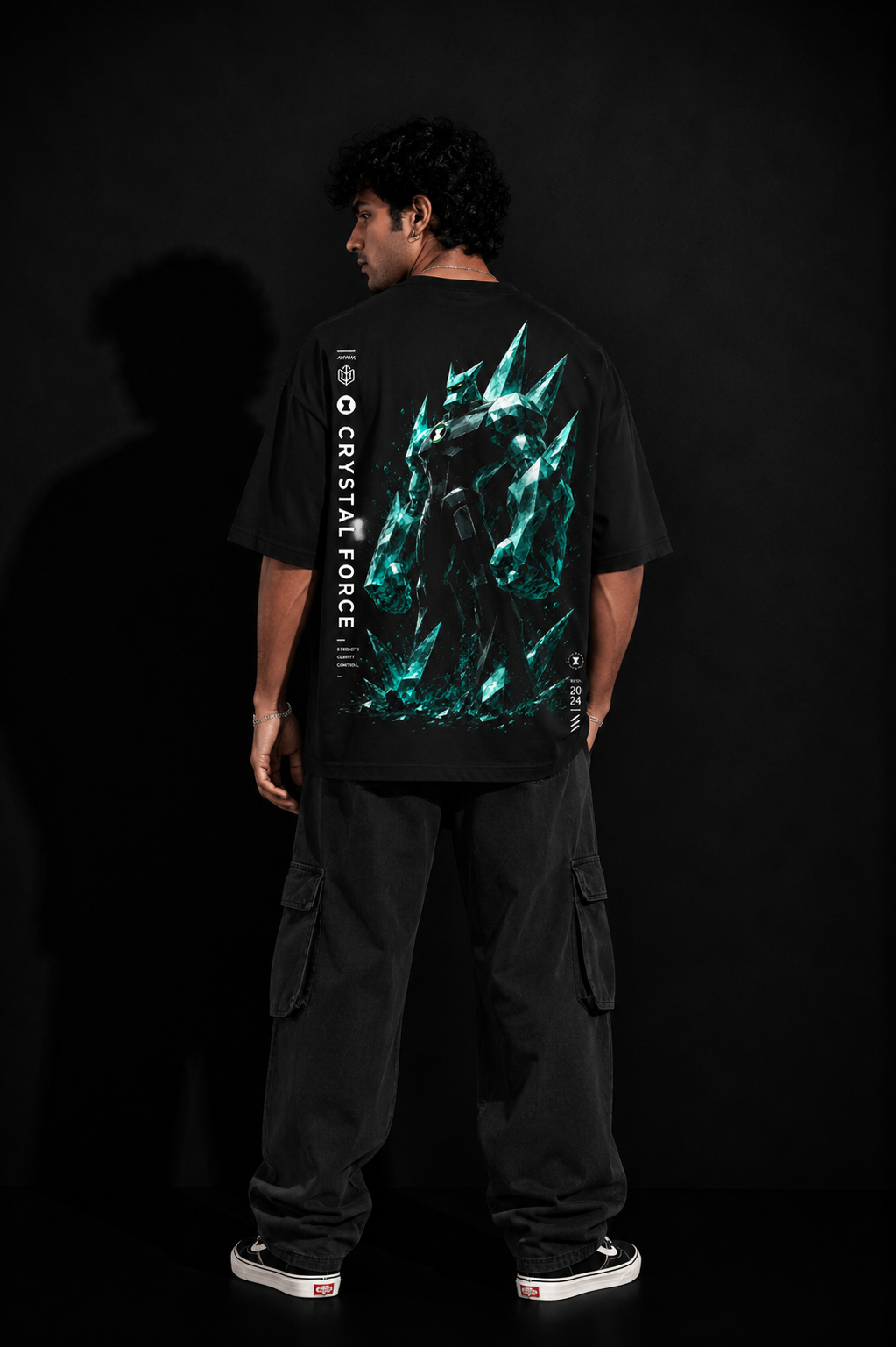 StitchVaults™ Crystal Force Oversized Graphic T-Shirt – Alien Warrior Edition