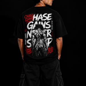 StitchVaults™ Chase Gains Never Stop Oversized Gym T-Shirt for Men